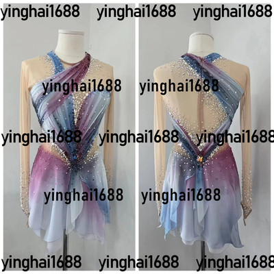 New figure skating dress Y0213---Blue,purple