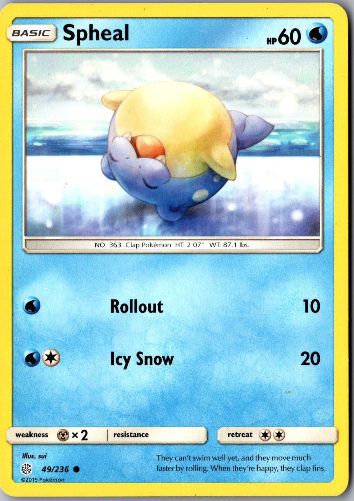 Spheal 49/236 Common Cosmic Eclipse Lightly Played Pokemon Card TCG Single