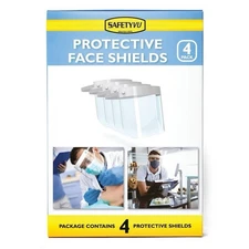 SafetyVu Protective Face Shields 4 Pack Anti-Fog Adjustable Clear Splash Guard