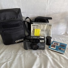 Pentax IQZoom 105 WR Weather Resistant 35mm Camera working W/two cases/manual