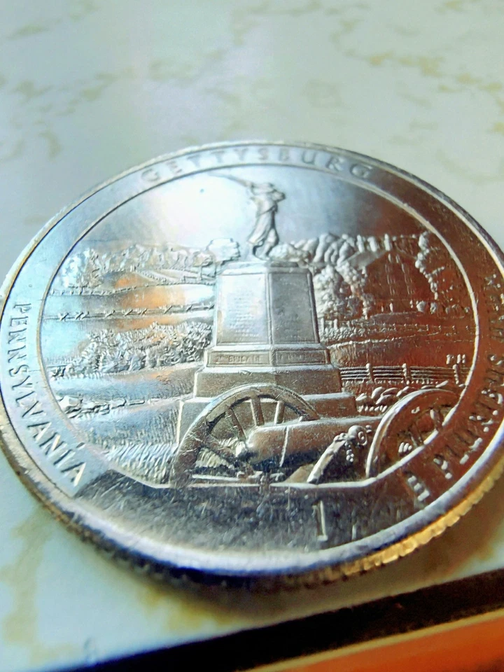 Rare Mint Error 2011 Gettysburg National Park Quarter – Missing Date! Uncirculat - Image 2 of 3