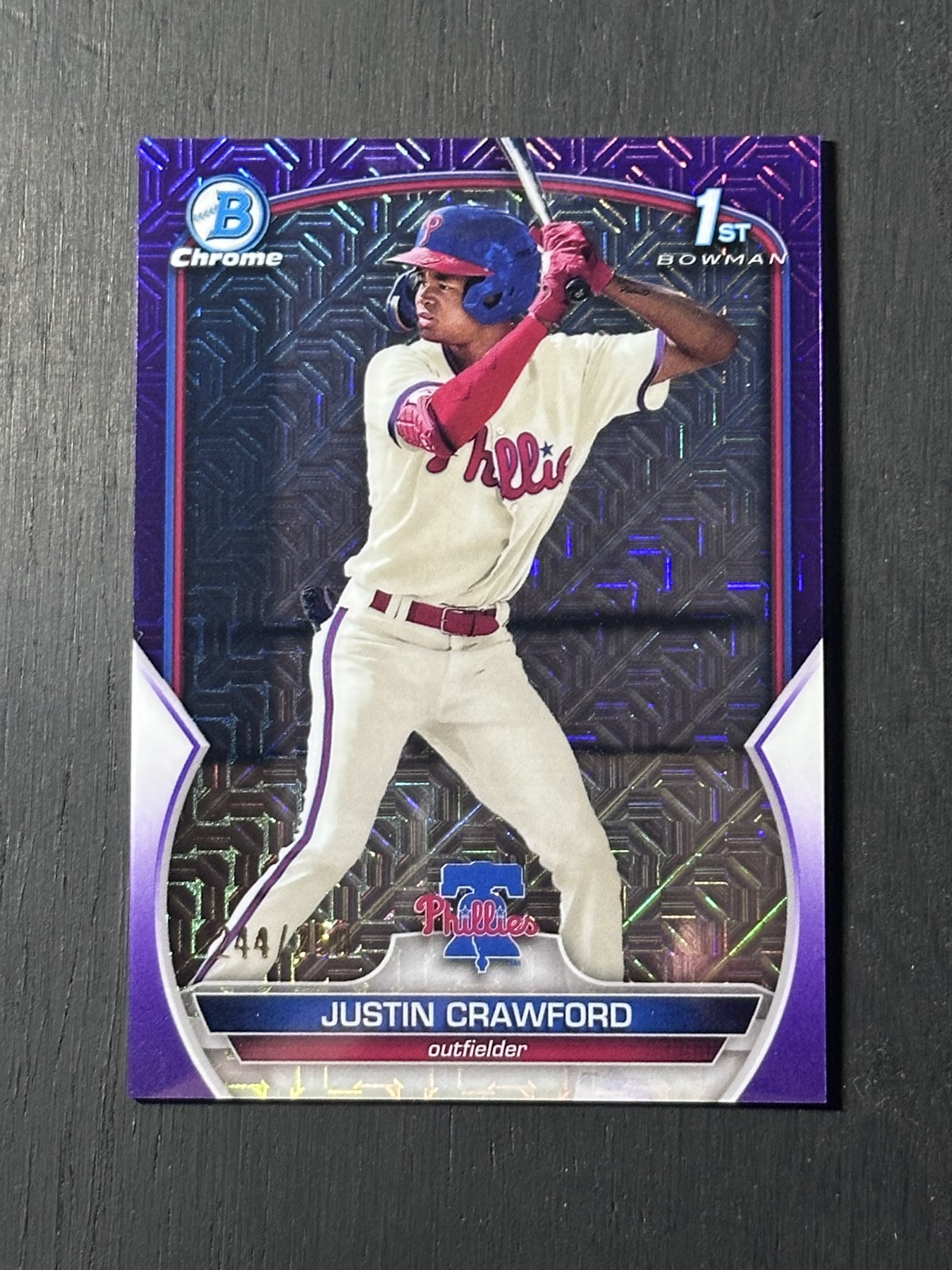 2023 Bowman - Chrome Prospects Justin Crawford #BCP-3 Purple Mojo Refractor /250