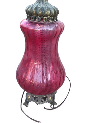 Vintage Lamp Amber Glass Hand Blown Cast Iron EF & EF Industries Chicago IL #502