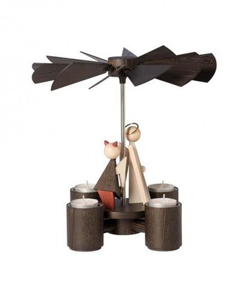 KWO Erzgebirge Tischpyramide Design Engel & Teufel Holz Teelicht NEU 26cm