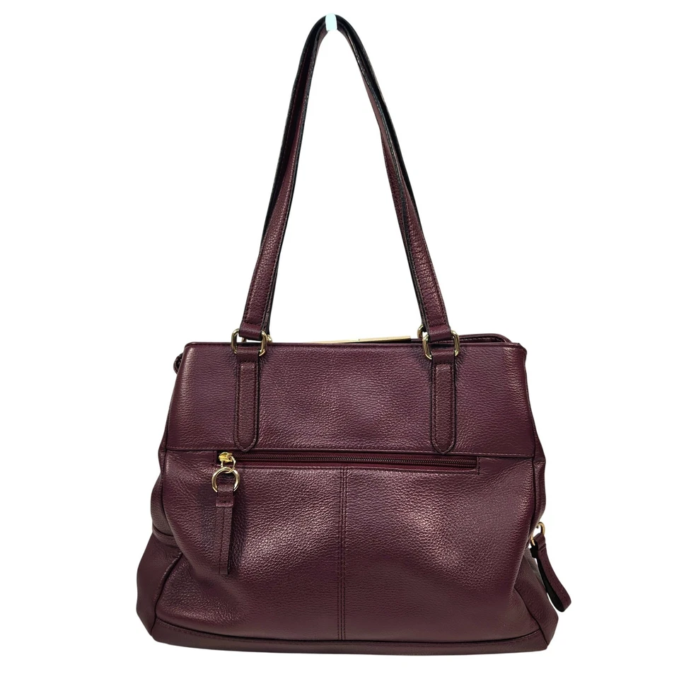 Bolso de hombro Giani Bernini de cuero borgoña con herrajes dorados Foto 2 de 4