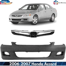 Front Bumper Cover Fascia & Grille Assembly Kit For 2006-2007 Honda Accord