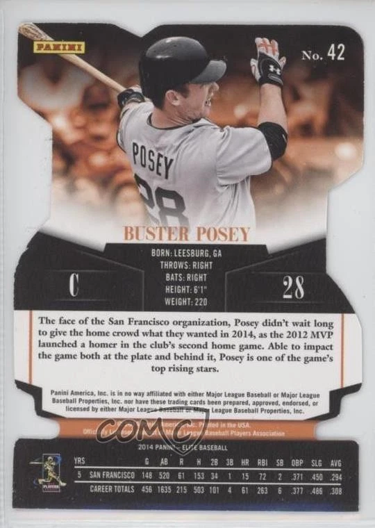 2014 Panini Donruss Elite Status Red Die-Cut /25 Buster Posey #42 - Image 2 of 2
