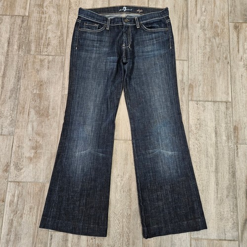 7 For All Mankind Dojo Jeans Womens Size 29 Dark Wash Wide Leg Flare Denim Y2K