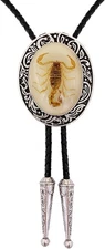 "American Vintage Cool Novelty Oval Luminous Stone 3D Scorpion Animal Bolo Tie f