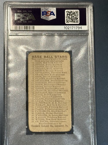 1910 E93 Caramel Red Ames PSA 1 Giants - Picture 2 of 2