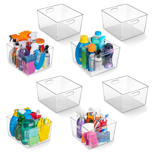 Clear Plastic Storage Bins – XL 8 Pack Perfect Kitchen or Pantry Organization...