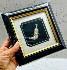 New Vintage Arabian Sterling Silver 925 Dagger Knife Sword&Sheath Mounted Framed