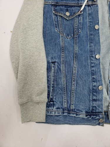 Levi Strauss Hybrid Sweatshirt-Style Hooded Original Denim Trucker Jacket Large - Picture 2 of 12