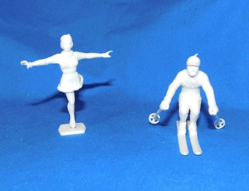 Marx vintage 1950's skier and skater figures 60mm soft plastic