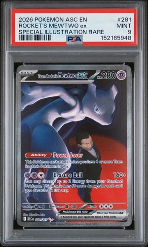 2026 POKEMON ASC SPECIAL ILLUSTRATION RARE #281 TEAM ROCKET'S MEWTWO EX PSA 9
