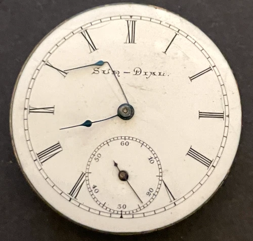 Antique 1898 Elgin Sun Dial Grade 177 Pocket Watch Movement Parts/Repair 6s 7j