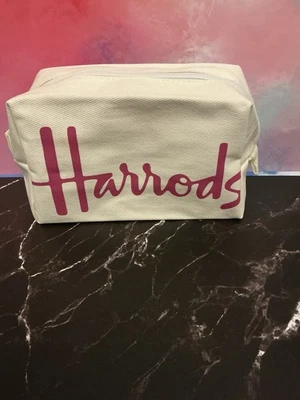 Harrods Canvas Kosmetiktasche weiß/hot pink Logo, neu