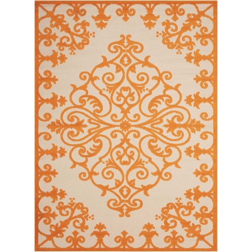 HomeRoots 8 x 11 ft. Orange Medallion Indoor & Outdoor Area Rug