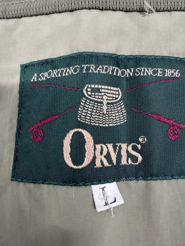 Chaleco de pesca con mosca Orvis vintage para hombre largo verde bolsillos de carga recortados vadeo usado en excelente estado Foto 3 de 4