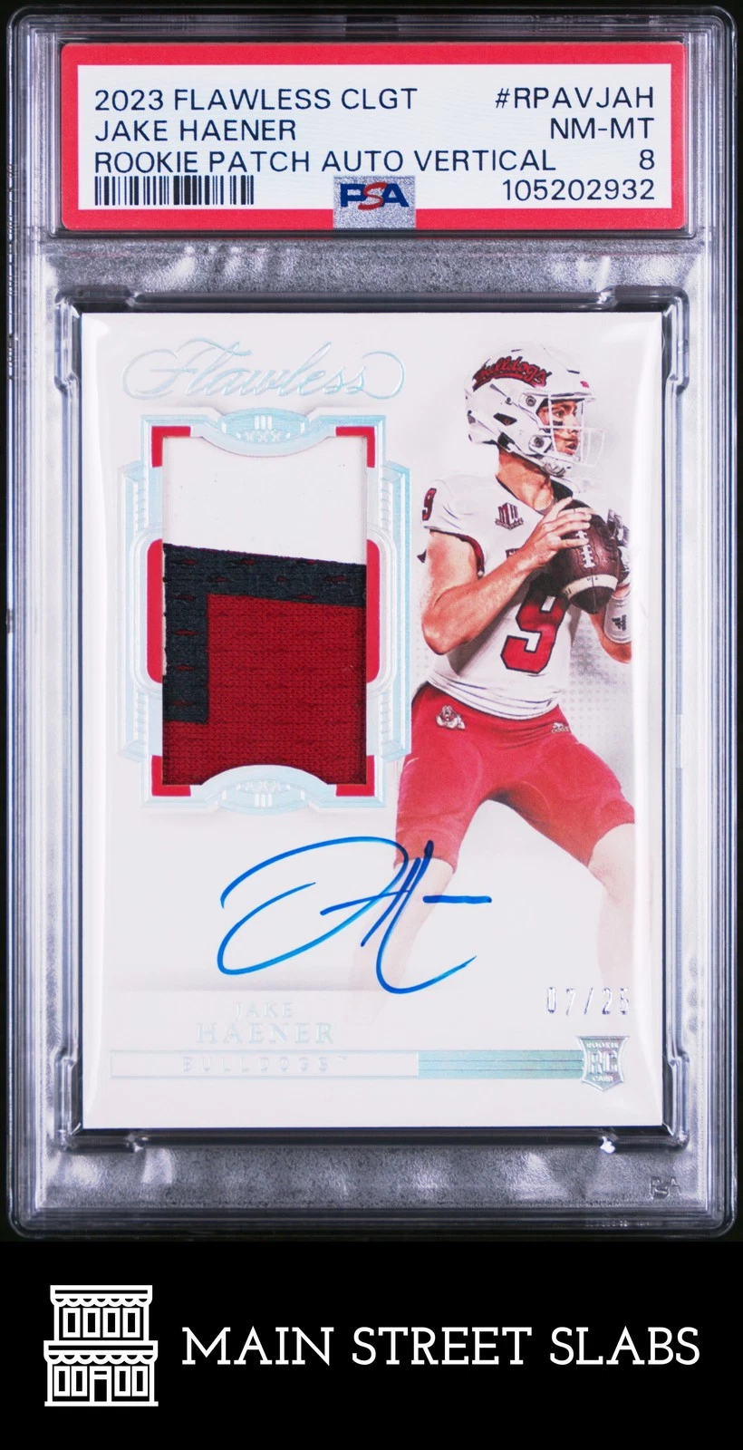 Jake Haener Panini Flawless Collegiate Flawless Rookie Patch Autograph Vertical #RPAVJAH Base