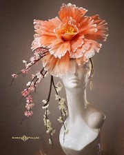 Kentucky Derby Hat Fascinator Cherry Blossom Pink Dark Peach Orange Royal Ascot