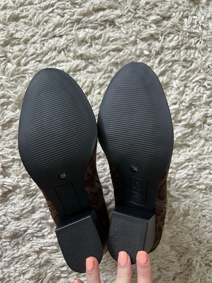 Botines Style & Co 7,5 M Imitación Gamuza Tacón Bloque Marrón Leopardo Guepardo Estampado Animal Foto 3 de 3