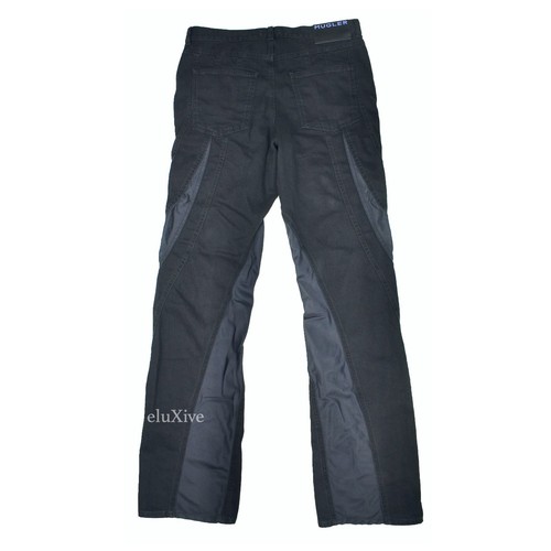 NWT Mugler H&M Black Spiral Panel Denim Jeans Pants Men's 34 DS SS23 AUTHENTIC - Picture 2 of 11