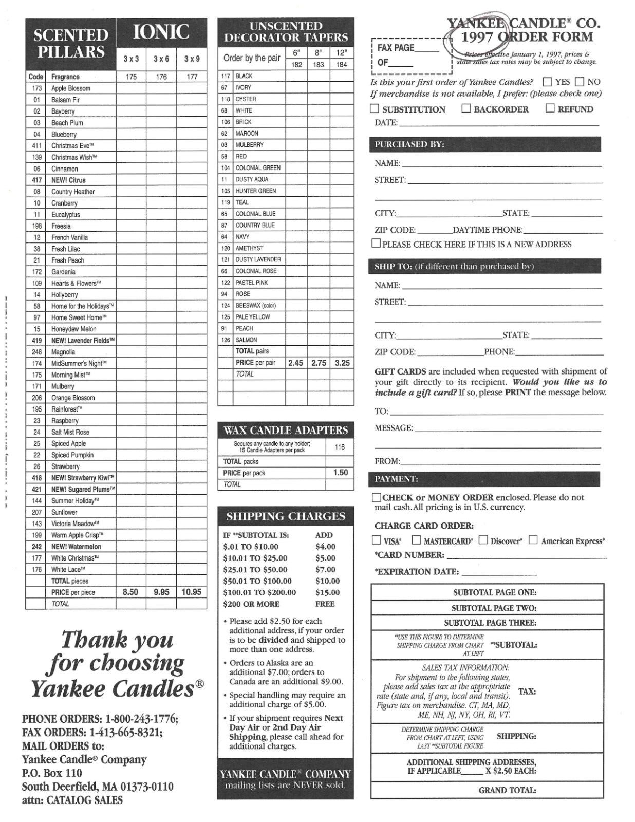 1996 YANKEE CANDLE SALES CATALOG 26 PAGES INVALUABLE REFERENCE INFO