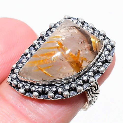 Golden Rutile Gemstone 925 Sterling Silver Jewelry Ring Size 7 l909 | eBay