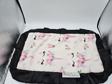 Minky Couture Baby Security Blanket Pink White Black Satin Trim 19.5" x 12" Soft