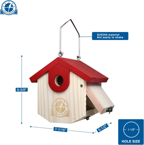 Wren Bird Houses for outside Cedar Hanging Birdhouses for Outdoors 1-1/8" Entran - Picture 3 of 12