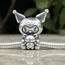 KUROMI & FRIEND S925 STERLING SILVER EUROPEAN BRACELET CHARM BEAD & POUCH!