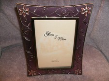 PURPLE GLASS JEWELED RHINESTONES GEMS PHOTO FRAME HOLDS 4"x 6" HANG OR STAND NEW