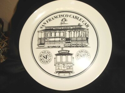 SAMMLERSTÜCK DISPLAY PLATTE MONOCHROM SCHWARZ WEISS SAN FRANCISCO CABLE CAR 7,75''