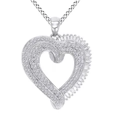 Finecraft 1 cttw Diamond Heart Pendant Necklace, 18"