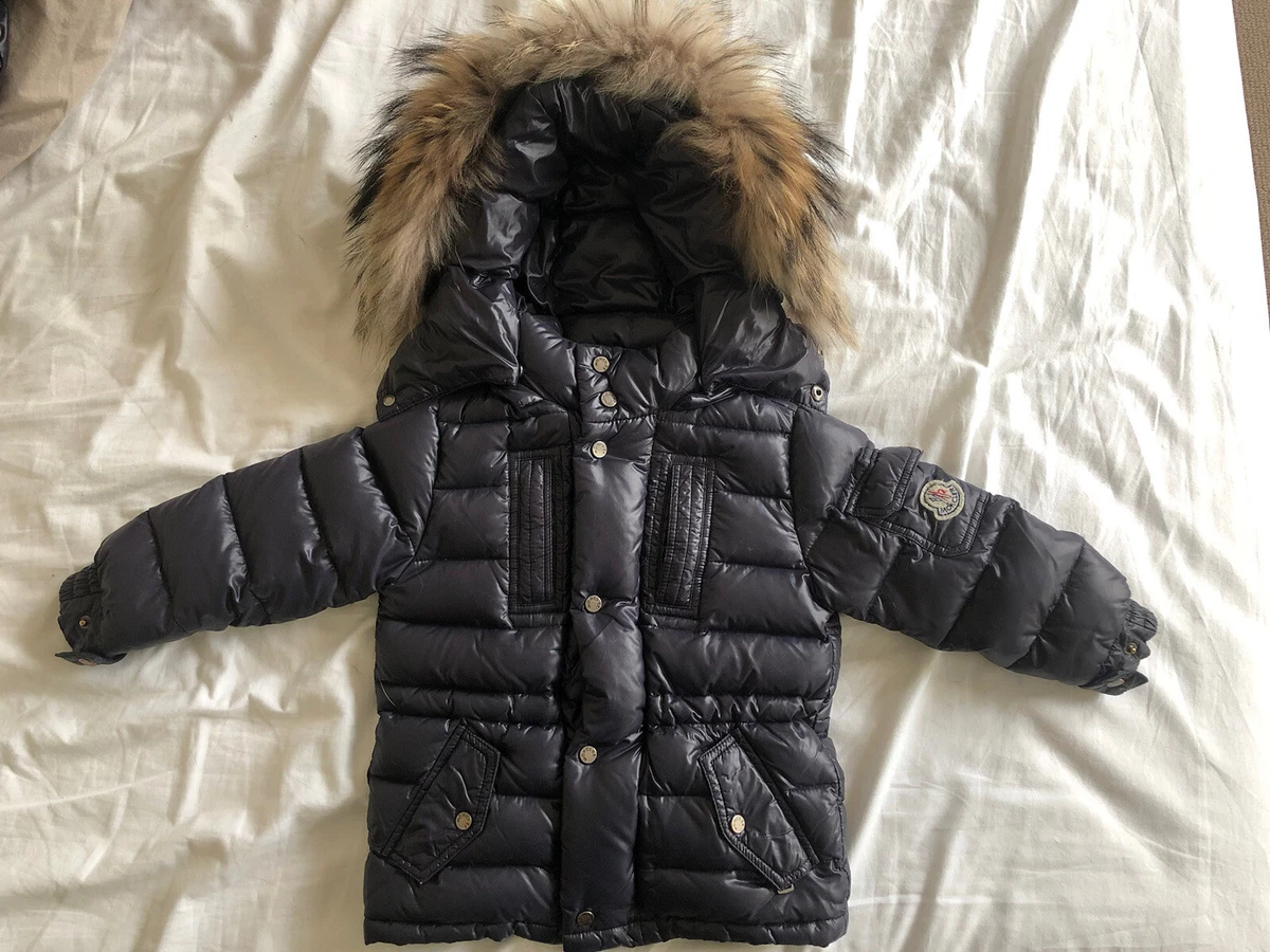 Unisex Moncler Navy Puffer Jacket. Filled With Real Down Feathers. Age 4