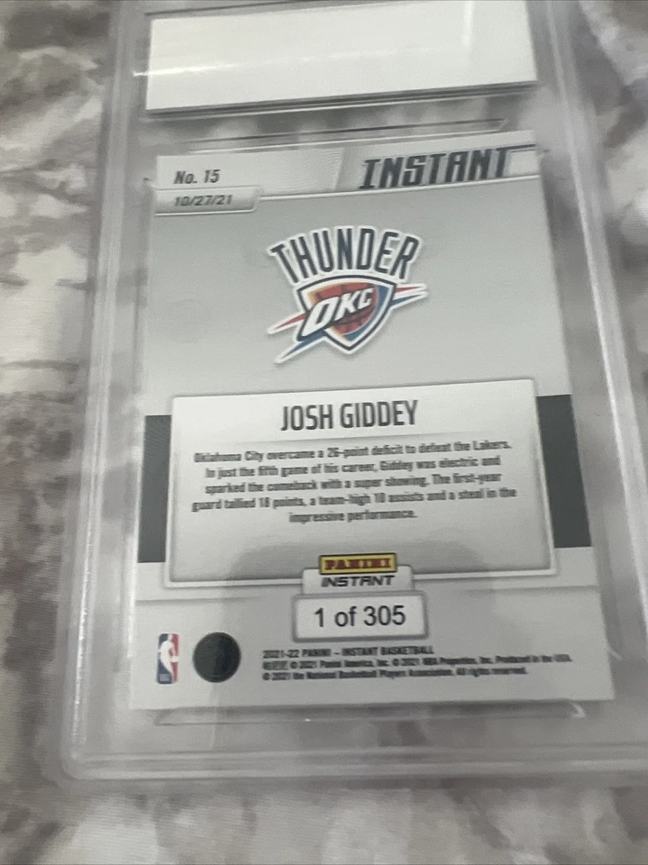 2021/22 Panini Instant Josh Giddy rookie card 1/305 Grades Pgi 10. - Image 3 of 4