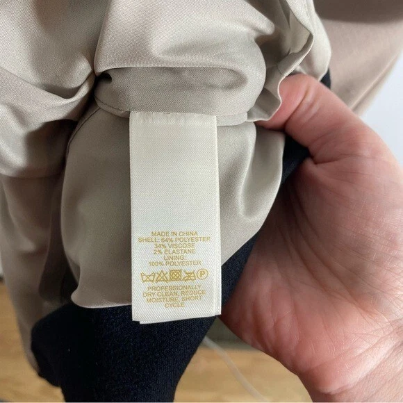 Abito Kate Spade Crepe Scallop Tan Nero Tg 8 Manica Corta Mini Fit Svasato