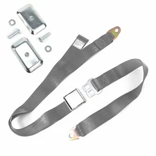 2pt Gray/Grey Airplane Buckle Lap Seat Belt w/ Flat Plate Hardware