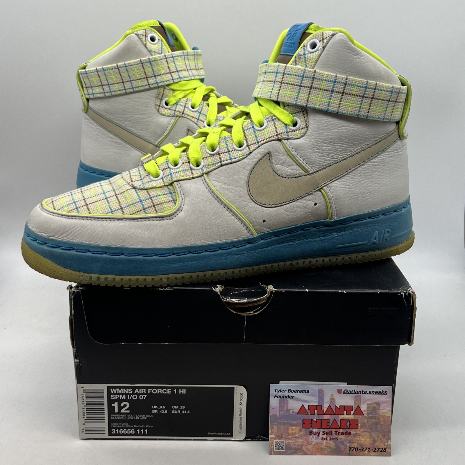 Size 12 - Nike Air Force 1 Hi Spm I/O 07 White W Blue Tan Leather 