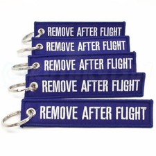 REMOVE AFTER FLIGHT KEYCHAIN QTY 5 PCS BLUE/white TAGS FLAGS PILOT CREW