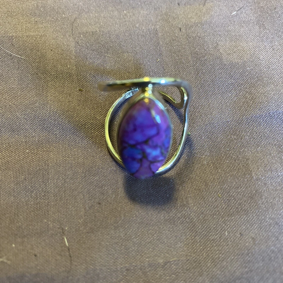 Anillo Abierto Turquesa Púrpura Oro 10k Talla 8. Foto 3 de 4