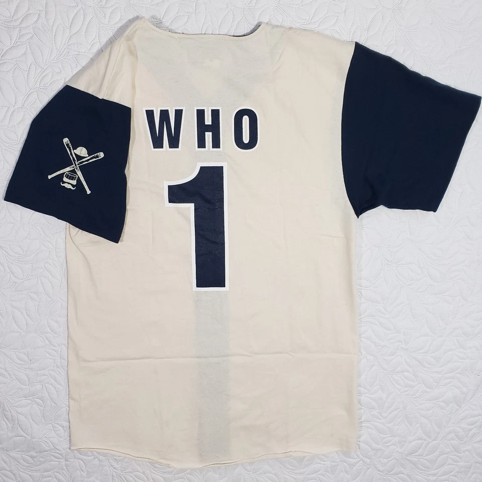 Camisa Jersey Badger Abbott & Costello Who's On First 1 Who Azul Blanco Para Hombre Grande Foto 2 de 4