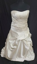 David's Bridal Wedding Dress #18763 Size 22 Satin Ivory Fit Flare Pickups Corset