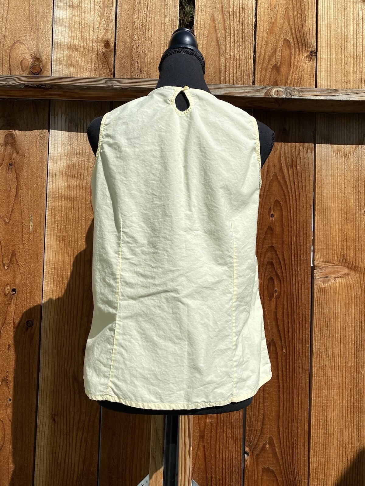 yellow embroidered basic editions sleeveless top … - image 4