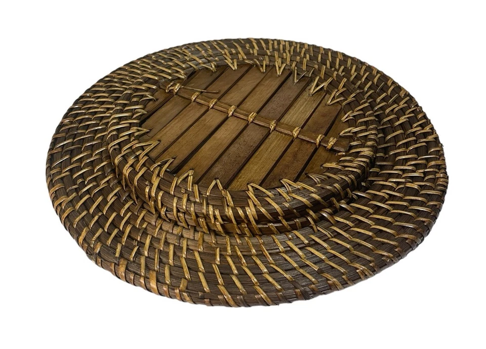 4 件套充电 Jay Wicker Plate 充电器 藤圈 12.5 英寸 圆形 全新 — 第 4/4 张图片
