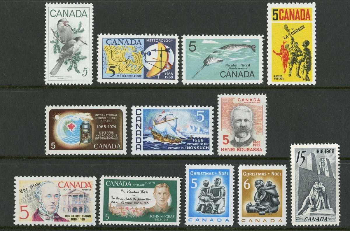 Canada 1968 Unitrade # 478 - 489 Complete Mint Never Hinged Year