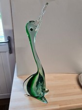 Murano duży ciężki szklany zielony/przezroczysty ptak 172,2 kg