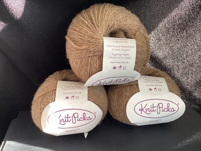 3 Knit Picks  Palette  100% Peruvian Highland Wool-Color: Camel Heather