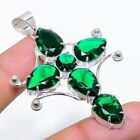 Sterling Silver Pendant Jewelry Cross Chrome Diopside Gemstone Handmadeb925